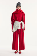 Stand-Up Collar Belted Set with Comfortable Trousers