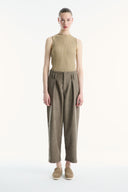 Velvet-Look Trousers with Dart Detail and Diagonal Design