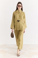 Organic Linen Shirt with Sleeve Cuff Detail