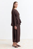 Linen Trousers Set with Waist Tie Detail