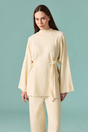 Shawl Detail Knit Trouser Set