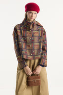 Ethnic Patterned Jacket with Collar Bow and Gold Buttons