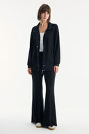 Belted Detail Stand-Up Collar Relaxed Trouser Set