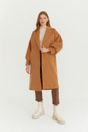 Nora Balloon Sleeve Wool Coat - Cinnamon
