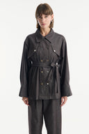 Denim Suit with Metal Button Detail
