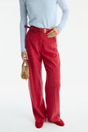 Straight-Leg Topstitched Trousers