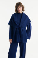 Knit Trousers Set with Shawl Detail