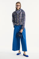 Ethnic Patterned Jacket with Collar Bow and Gold Buttons