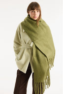Fringed Imported Scarf Shawl - Sage Green