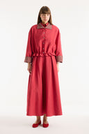 Plaid Detail Skirt Set - Red