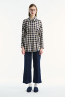 Removable Shawl Detail Cotton Plaid Shirt