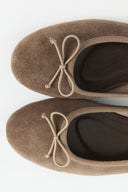 Bow Detail Genuine Suede Leather Ballerinas