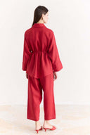 Organic Linen Shirt with Sleeve Cuff Detail