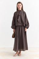 Collar Detail Skirt Set