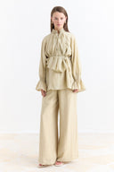 Trousers Suit with Arm and Ruffle Detail