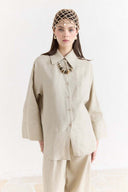 Organic Linen Shirt with Sleeve Cuff Detail