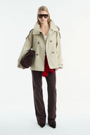 Epaulette Detailed Short Trench Coat