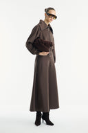 Geniş Yaka Fermuarlı Scuba Etekli Takım