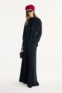 Shawl Collar Belted Ribbed Trouser Set