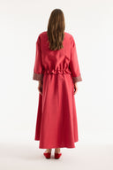 Plaid Detail Skirt Set - Red