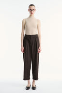 Velvet-Look Trousers with Dart Details and Diagonal Design