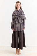 Lace-Detail Striped Shirt