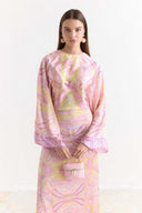 Satin Printed Yoryo Chiffon Dress