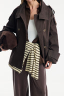 Epaulet Detailed Short Trench Coat