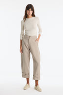 Carrot-Fit Button-Detail Trousers