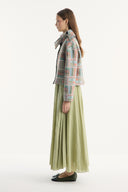 Ethnic Patterned Gold Button Jacket with Neck Bow
