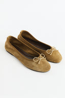Bow Detail Genuine Suede Leather Ballerinas