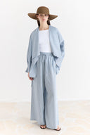 Jacket Collar Striped Trouser Set
