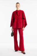 Scarf-Detailed Knitted Trousers Set