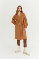Nora Balloon Sleeve Wool Coat - Cinnamon