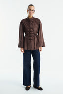 Suede Shirt with Front Button Placket