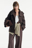 Epaulet Detailed Short Trench Coat