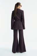 Gold Button Detail Denim Pant Set