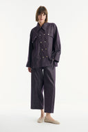 Denim Suit with Metal Button Detail