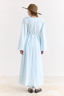 Draped Abaya Dress with Padded Shoulders and Wrap Closure