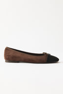 Genuine Suede Ballet Flats with Bow Detail
