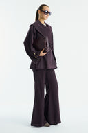 Gold Button Detail Denim Pant Set