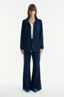 Belt-Detail Stand-Collar Set with Relaxed Trousers