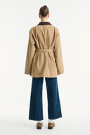 Parka with Contrast Collar and Tape Detail