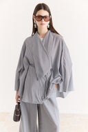 Jacket Collar Striped Trouser Set