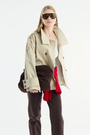 Epaulette Detailed Short Trench Coat