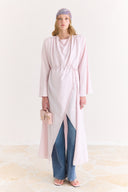 Draped Abaya Dress with Padded Shoulders and Wrap Closure
