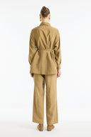 Button-Detail Ribbed Pants Set