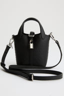 Lock Detail Faux Leather Bag - Black