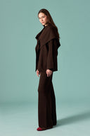 Knit Pants Set with Shawl Detail