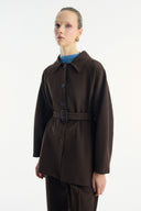 Button-Detailed Belted Jacket